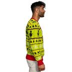 Grinch Head Santa Hat Wreath Sweater - XS