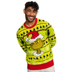 Grinch Head Santa Hat Wreath Sweater - XS