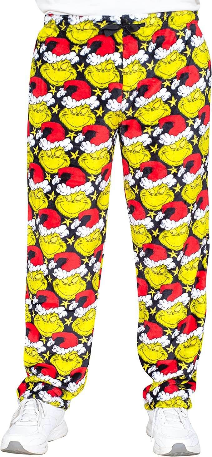 Grinch All Over Santa Hat Christmas Pajamas Lounge Pants - S
