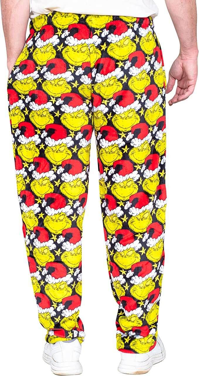 Grinch All Over Santa Hat Christmas Pajamas Lounge Pants - S