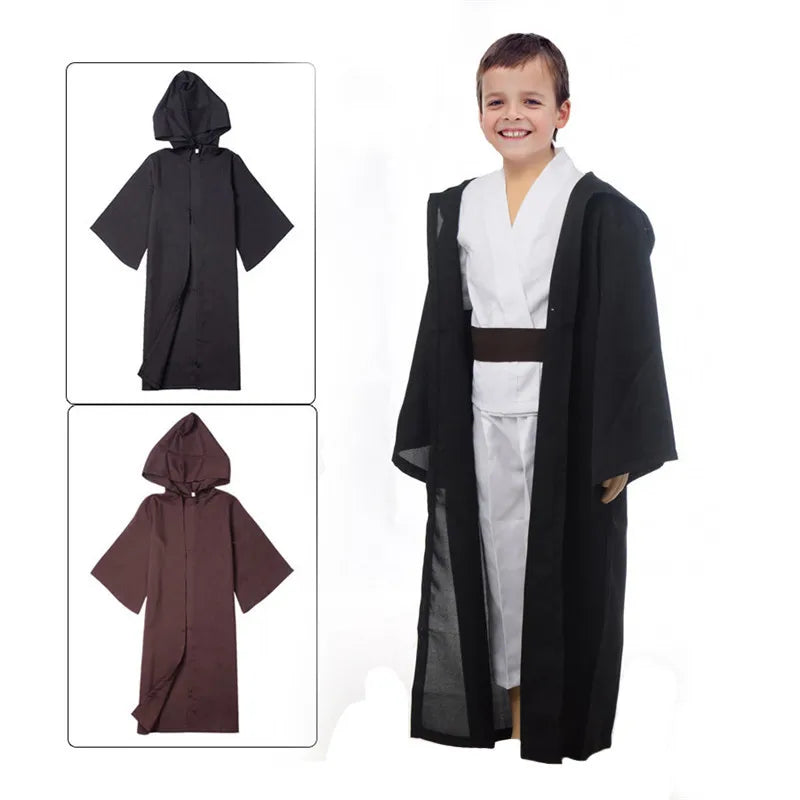 Unisex Halloween Jedi/Sith Knight capa para Cosplay adultos/niños con capucha bata capa Halloween Cosplay disfraz solo capa