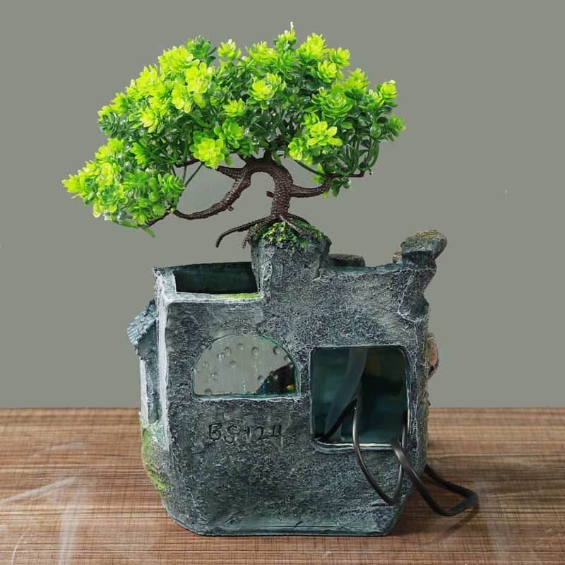 Rockery Tabletop Waterfall Bonsai Tree Fountain - US