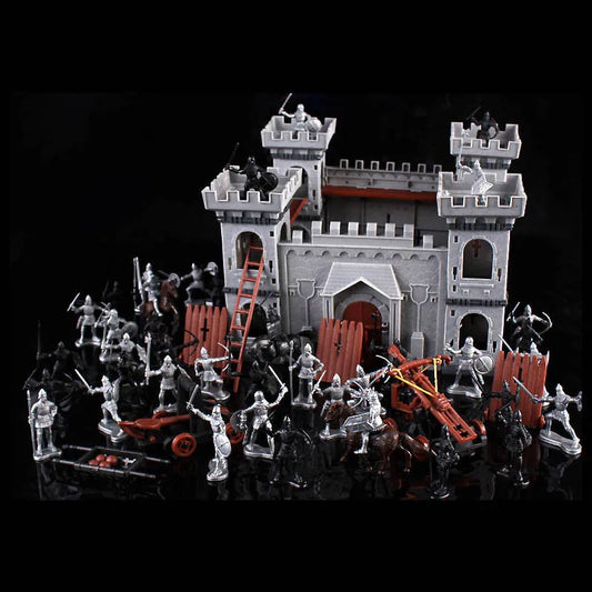 Table de sable militaire, forteresse mercenaire médiévale, château, modèle d'assemblage de soldats, jouet de guerre ancienne européenne pour garçon
