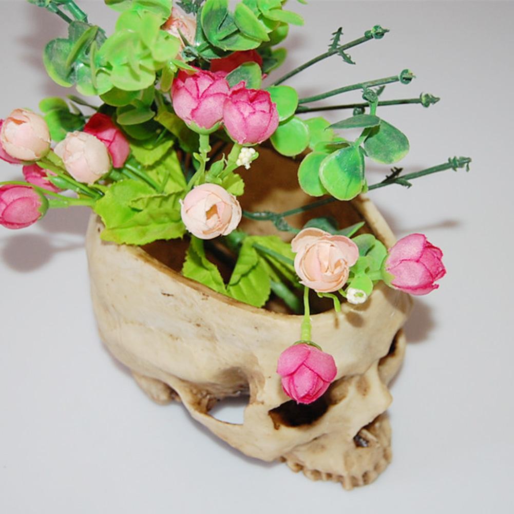 Pot de plante en résine avec crâne humain, décor de Pot de fleur