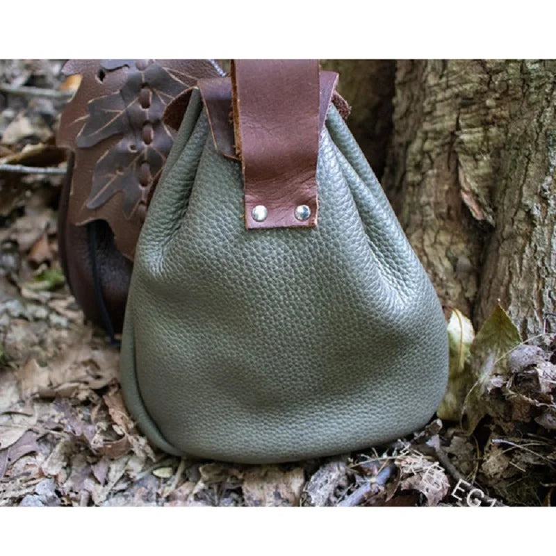 Riñonera Medieval europea para mujer, cinturón con patrón de hoja de cuero, bolso para mujer, Pixie, elfo, vikingo, bolsos de bolsillo Vintage, accesorio de disfraz