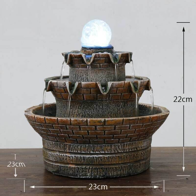 Landscape Zen Waterfall Indoor Fountain With LED Crystal Ball - US