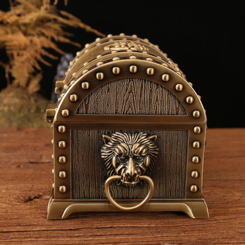 Box Jewelry Treasure Trinket Vintage Storage Metal Wooden Case Organizer Pirate Ring Retro Keepsake Wood Holder Mini Boxes