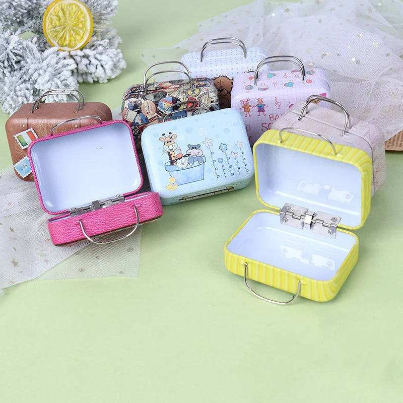 Mini valise en métal pour poupées, jouets miniatures, coffre, décoration de maison de poupée, jolie petite pochette, boîte à bijoux, sac à main de poupée