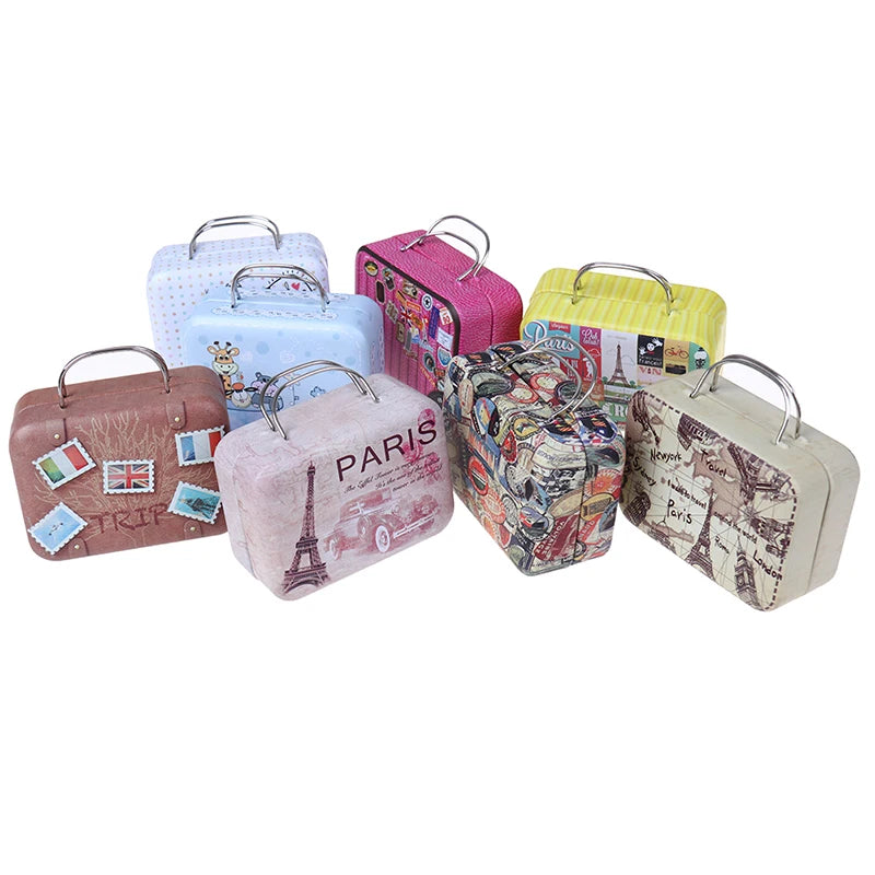 Mini valise en métal pour poupées, jouets miniatures, coffre, décoration de maison de poupée, jolie petite pochette, boîte à bijoux, sac à main de poupée