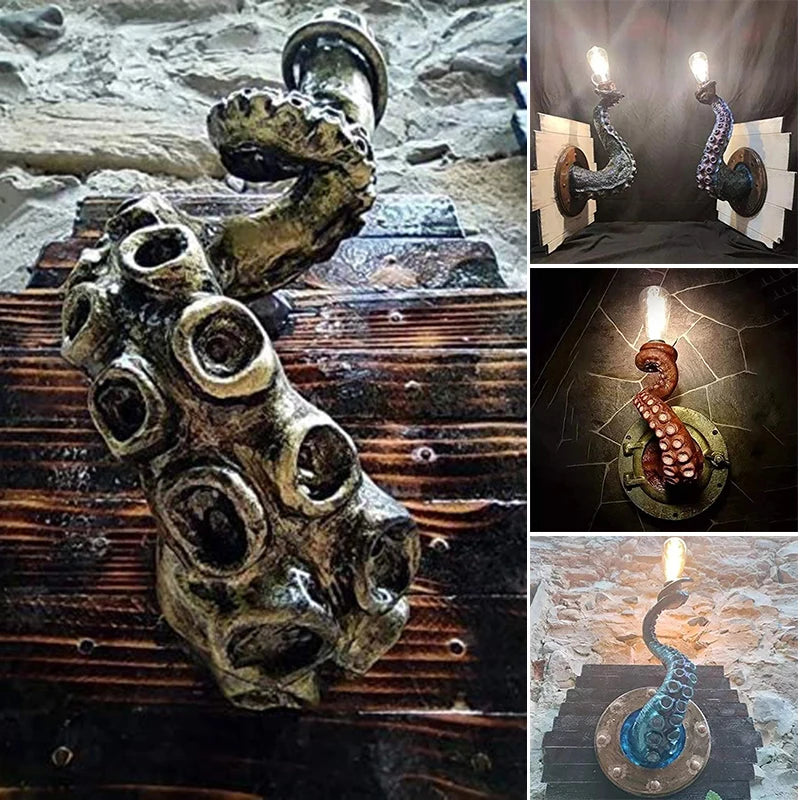 Retro Octopus Electric Light Tentacle Monsters with Bulbs Hanging on Wall Octopus Tentacle lamp Holder статуэтки для декора