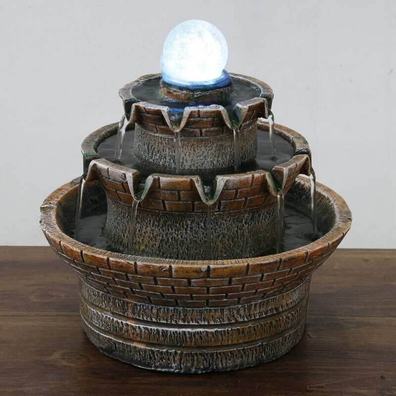 Landscape Zen Waterfall Indoor Fountain With LED Crystal Ball - US