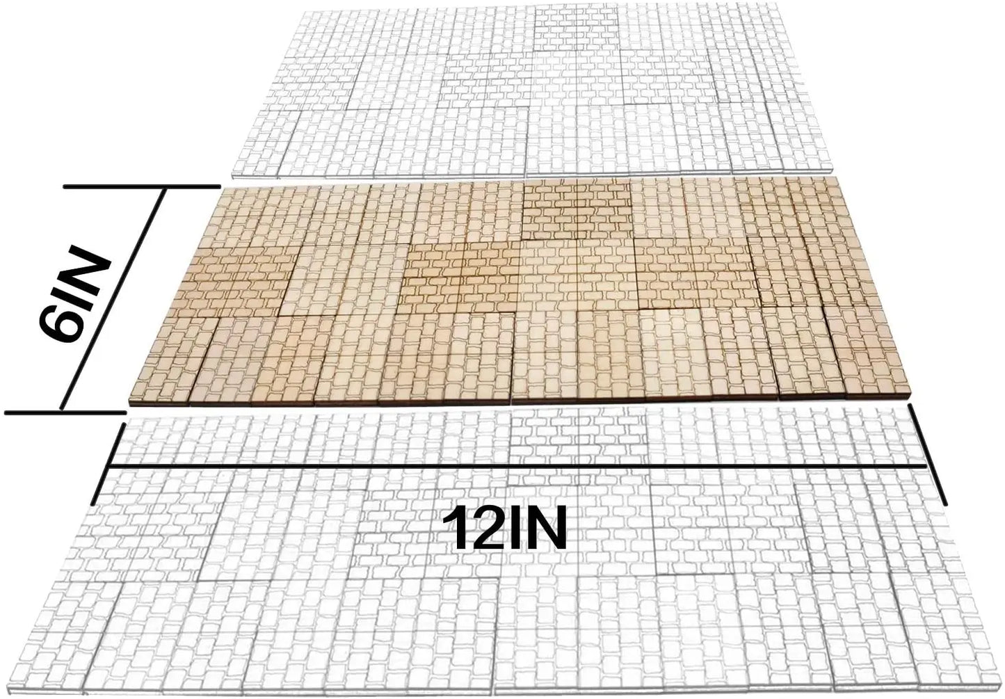 Dungeon Stone Square Floor Tiles (Set of 24) Wooden Laser Cut D&D Modular Terrain 1" Grid