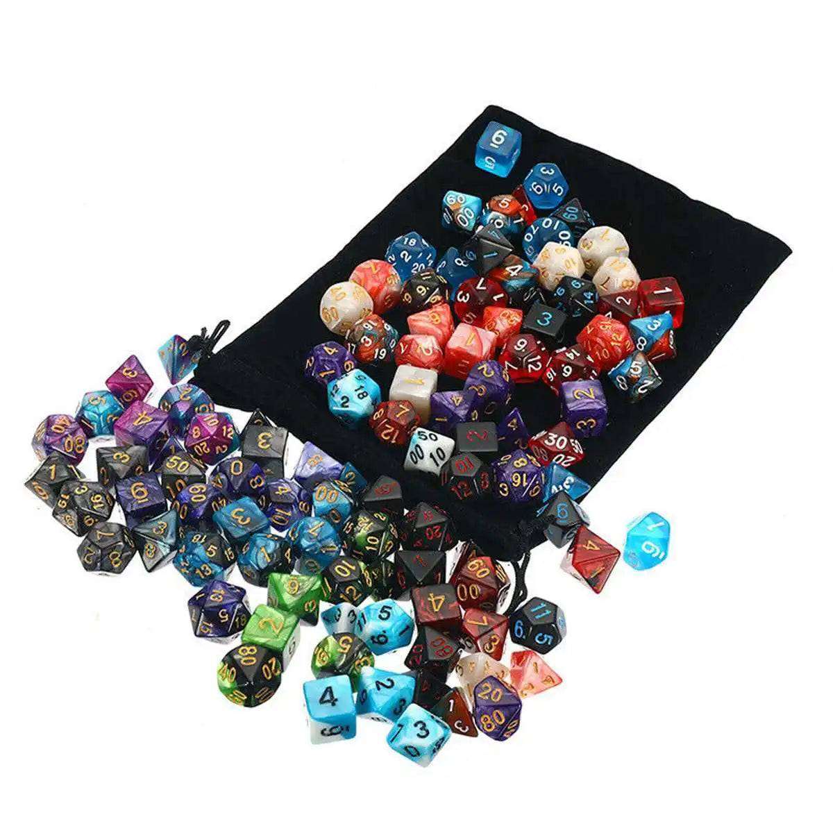 105Pcs Polyhedral Dice Set DND RPG Role Playing Dragon Table Game Mixed Color Set +Storage Bags