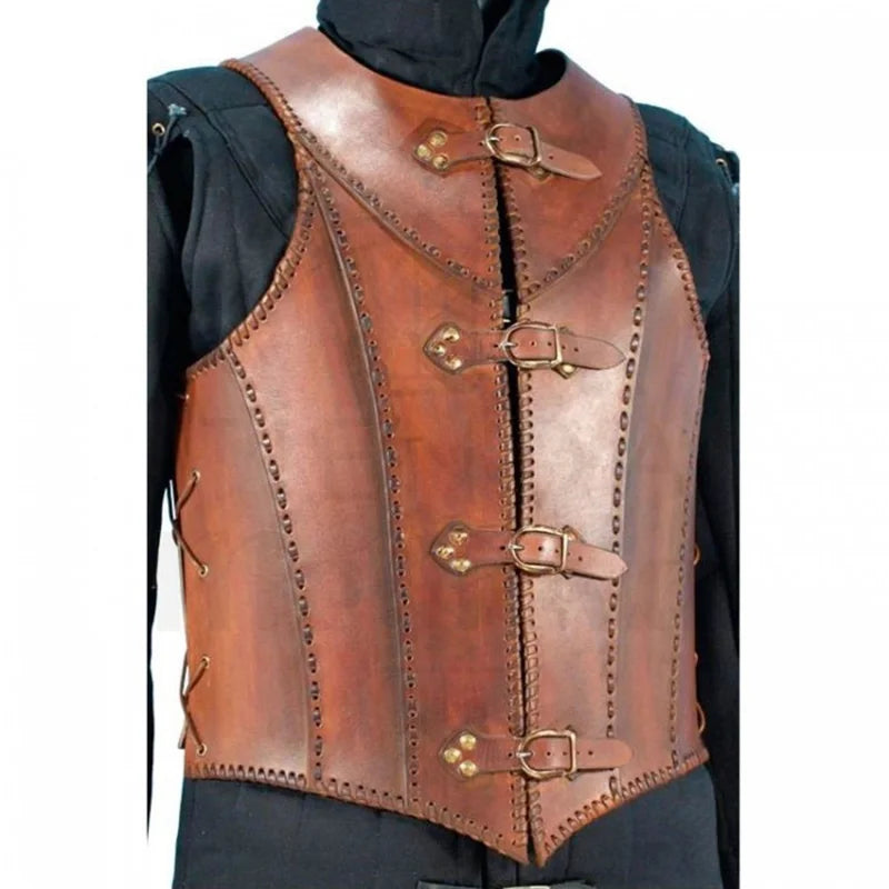 Manteau Doublet Steampunk médiéval, gilet en cuir, armure Viking Jerkin, tenue Larp Warrior Pirate Knight, Costume de Cosplay pour hommes et femmes