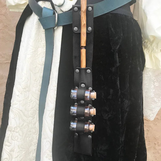 Flacons baguette étui support Steampunk femmes Halloween Costume Potion bouteille ceinture Renaissance sorcière Mage Warlock LARP guérisseurs accessoires