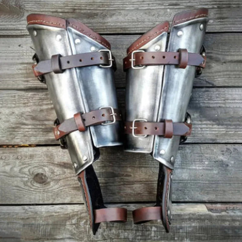 Brassard en cuir Steampunk médiéval, avant-bras, chevalier Viking, gants de combat de guerre, rétro, sangle réglable, boucle, accessoires de Cosplay