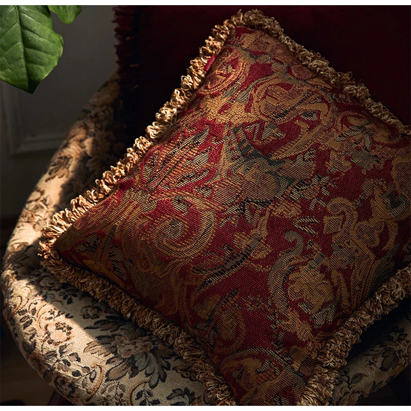 Medicci Home-funda de cojín con tapiz Retro, hecha a mano, arte Medieval, estilo europeo, funda de almohada decorativa para sofá con flecos