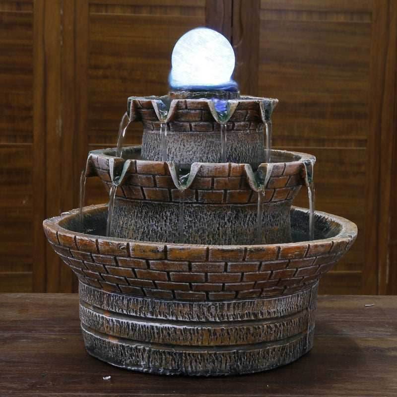 Landscape Zen Waterfall Indoor Fountain With LED Crystal Ball - US