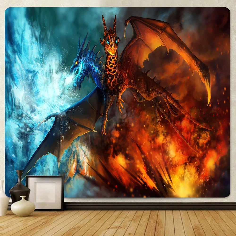 Ancient Medieval Dragon Psychedelic Scene Home Decoration Art Tapestry Hippie Bohemian Decoration Tapestry Sheets Sofa Blanket