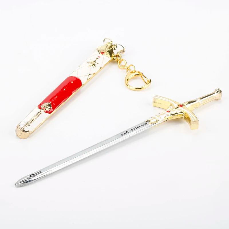 dongsheng FATE Stay Night Saber Keychain Excalibur Morgan Metal Sword Key Chain Ring For Men Car Women Bag Jewelry Chaveiro