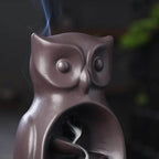Ceramic Owl Waterfall Animal Backflow Incense Burner - Blue