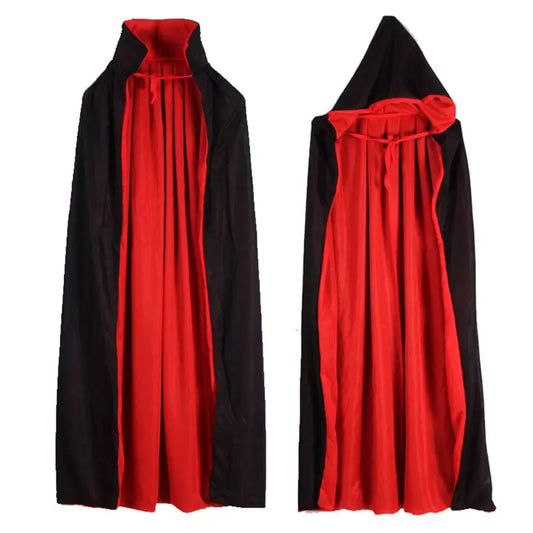 Capa de vampiro con cuello levantado, gorro Reversible rojo y negro para disfraz de Halloween, fiesta temática, Cosplay, suministros para fiesta para hombres y mujeres