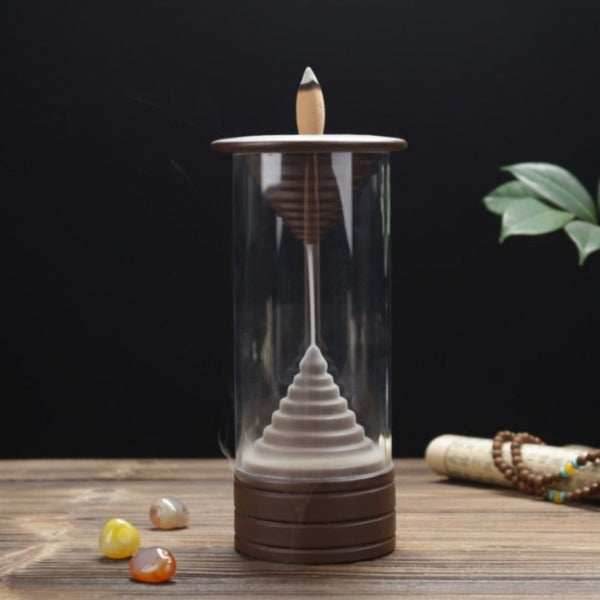 Hourglass Backflow Enclosed Backflow Incense Burner - Brown