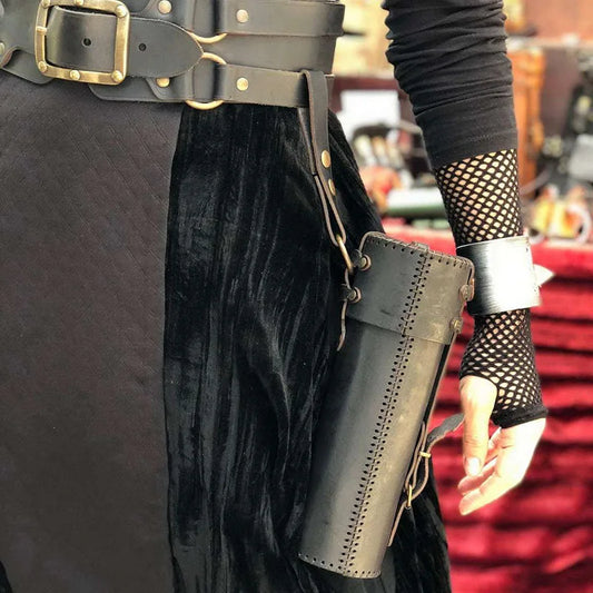 Étui à défilement en cuir médiéval, pochette pour bouteille d'eau de Pirate Viking, sac de ceinture pour Cosplay Renaissance Steampunk, accessoire de Costume Larp