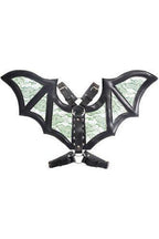 Black/Green Faux Leather & Lace Wing Harness