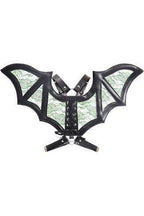 Black/Green Faux Leather & Lace Wing Harness
