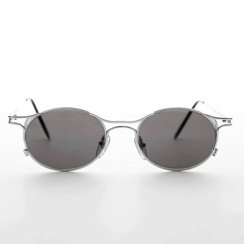 90s Victorian Oval Steampunk Vintage Sunglass - Harland - Silver / Gray Lens