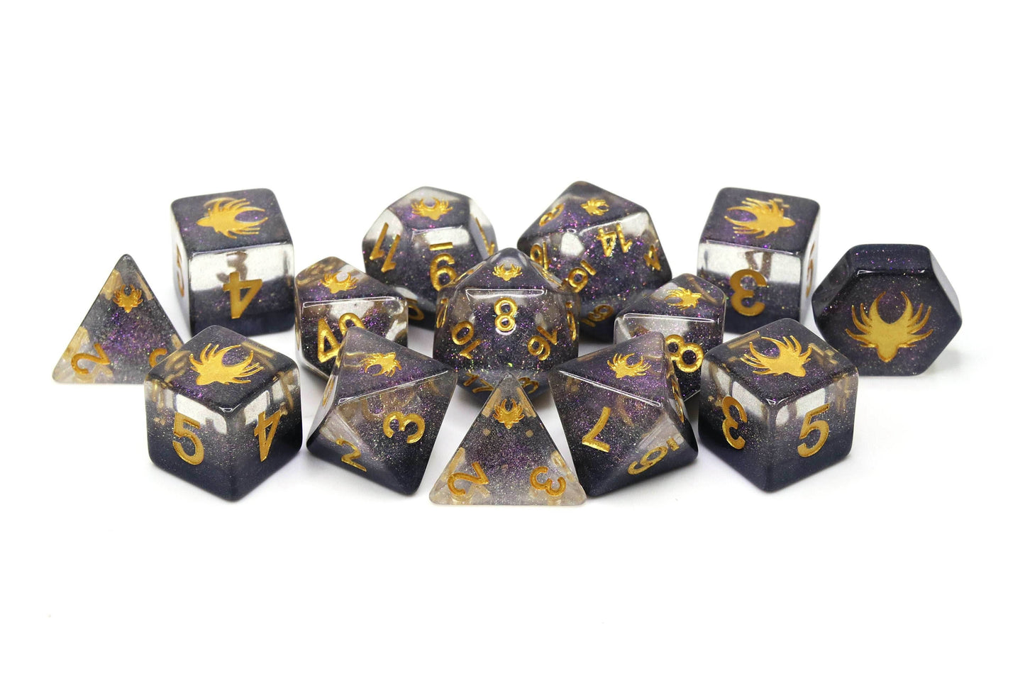 Ascending Shadow - 14 Piece DnD Dice Set | Acrylic RPG Gaming Dice - 