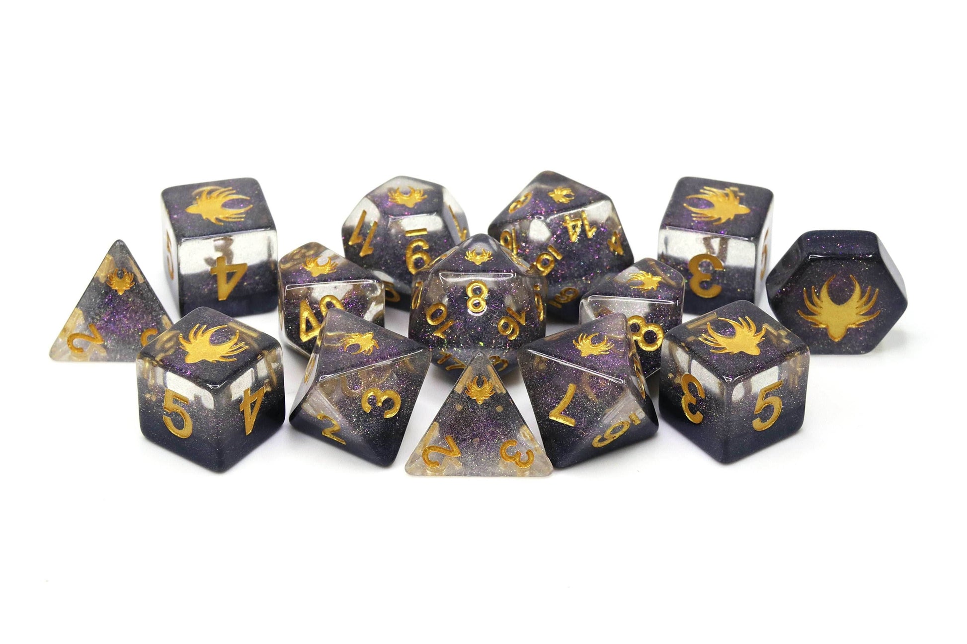 Ascending Shadow - 14 Piece DnD Dice Set | Acrylic RPG Gaming Dice - 
