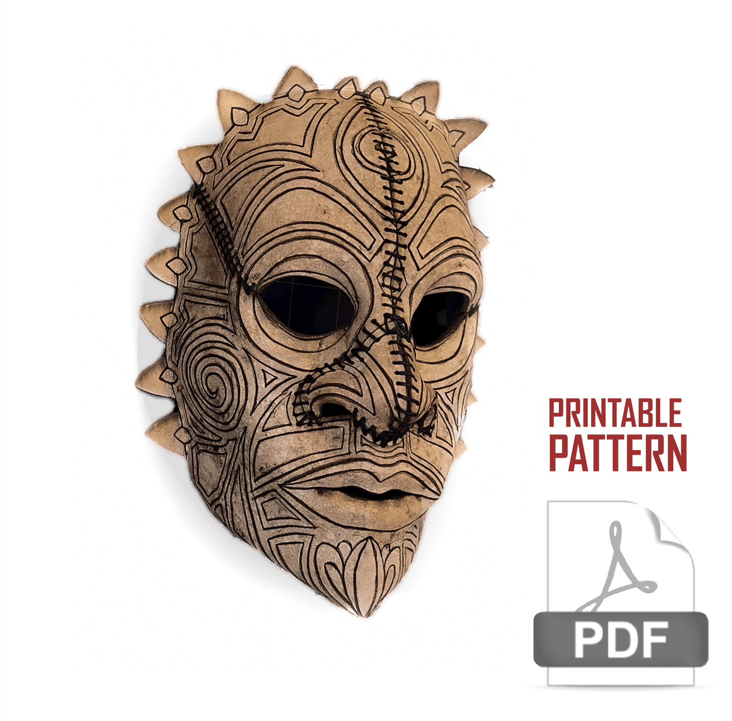 Leather Tribal Mask Printable Pattern Bundle — Intermediate + Advanced - 