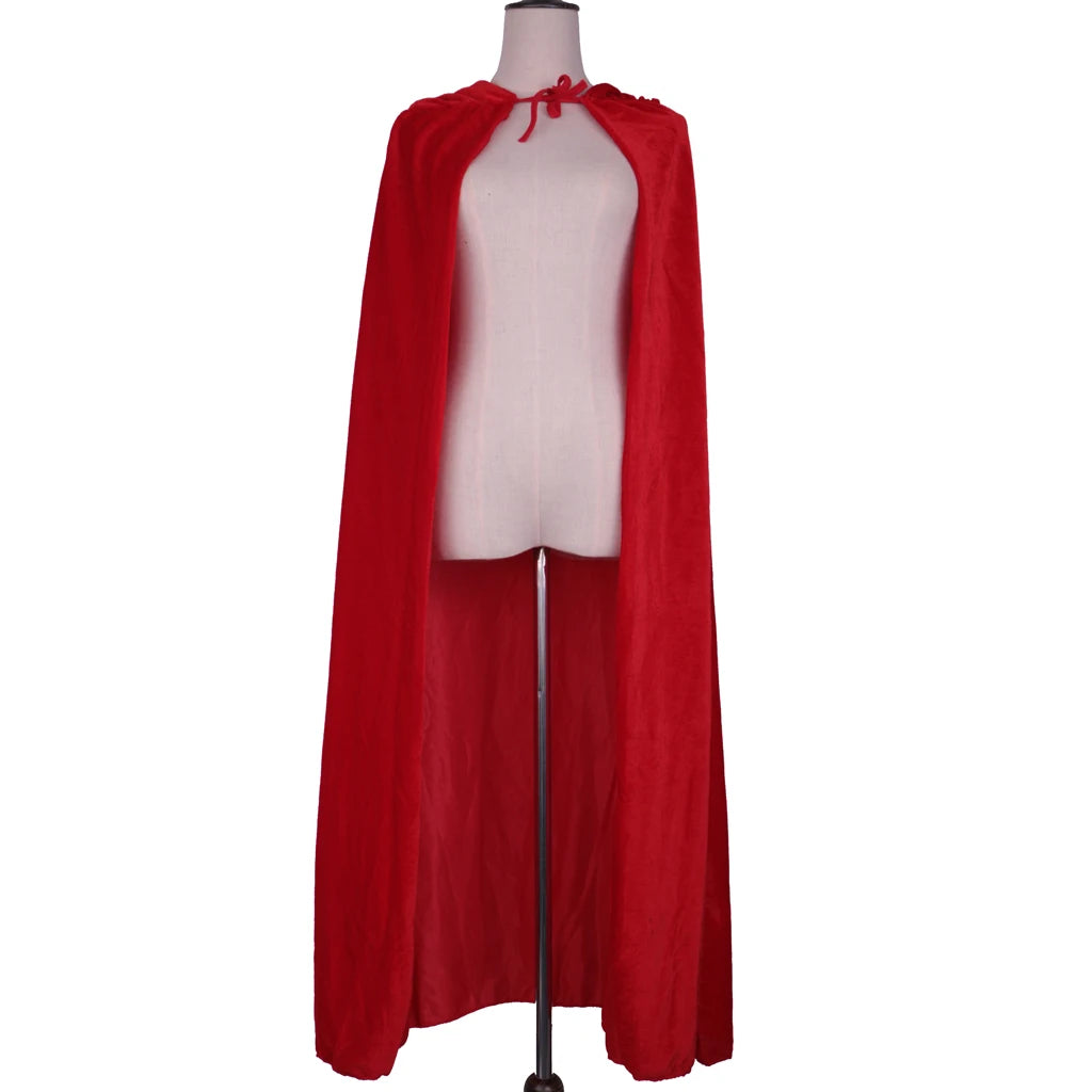 New Adult Halloween Hooded Cloak Velvet Witches Princess Black Red Velvet Hooded Cape Halloween Cloak Cosplay Costume