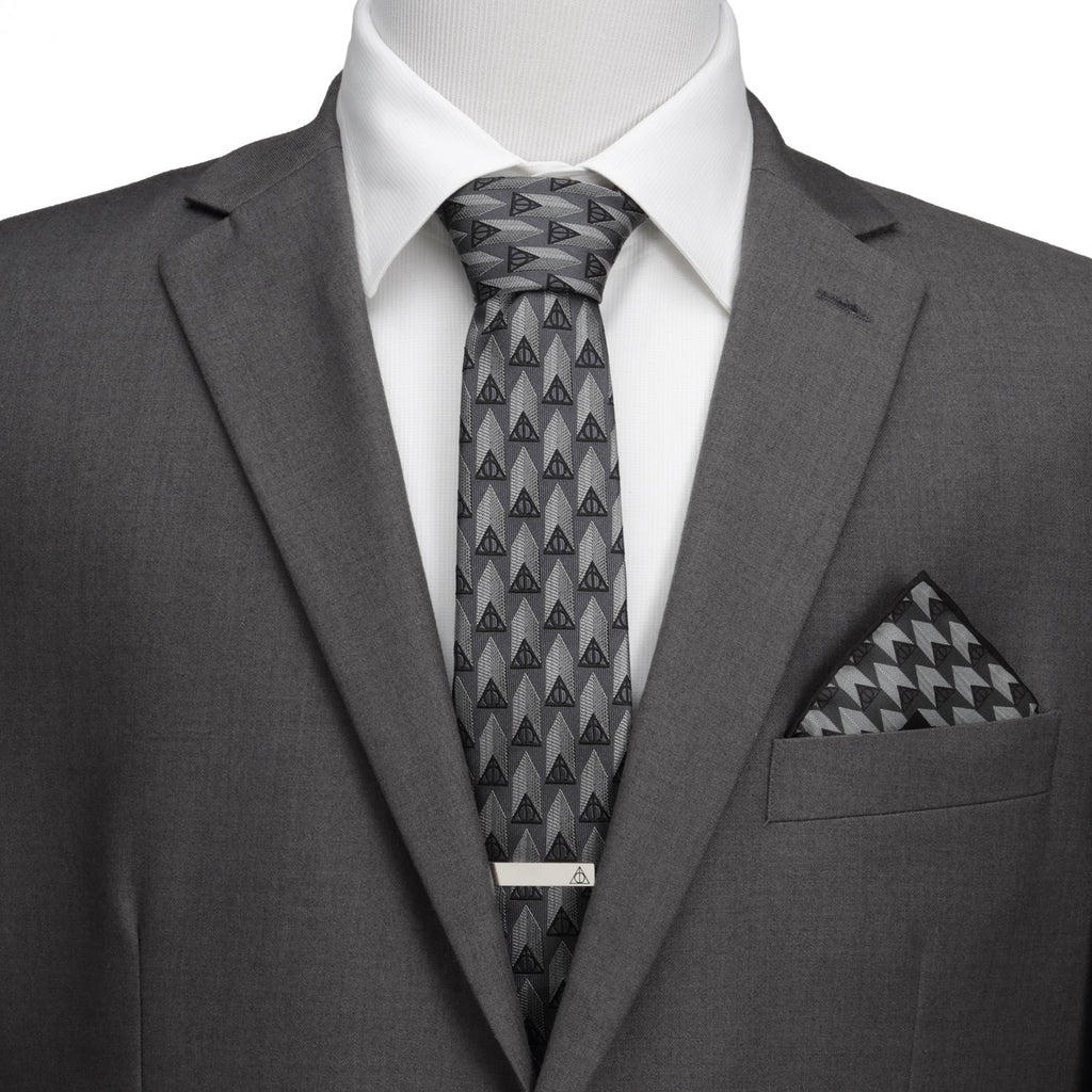 Harry Potter Deathly Hallows Gray Necktie Gift Set