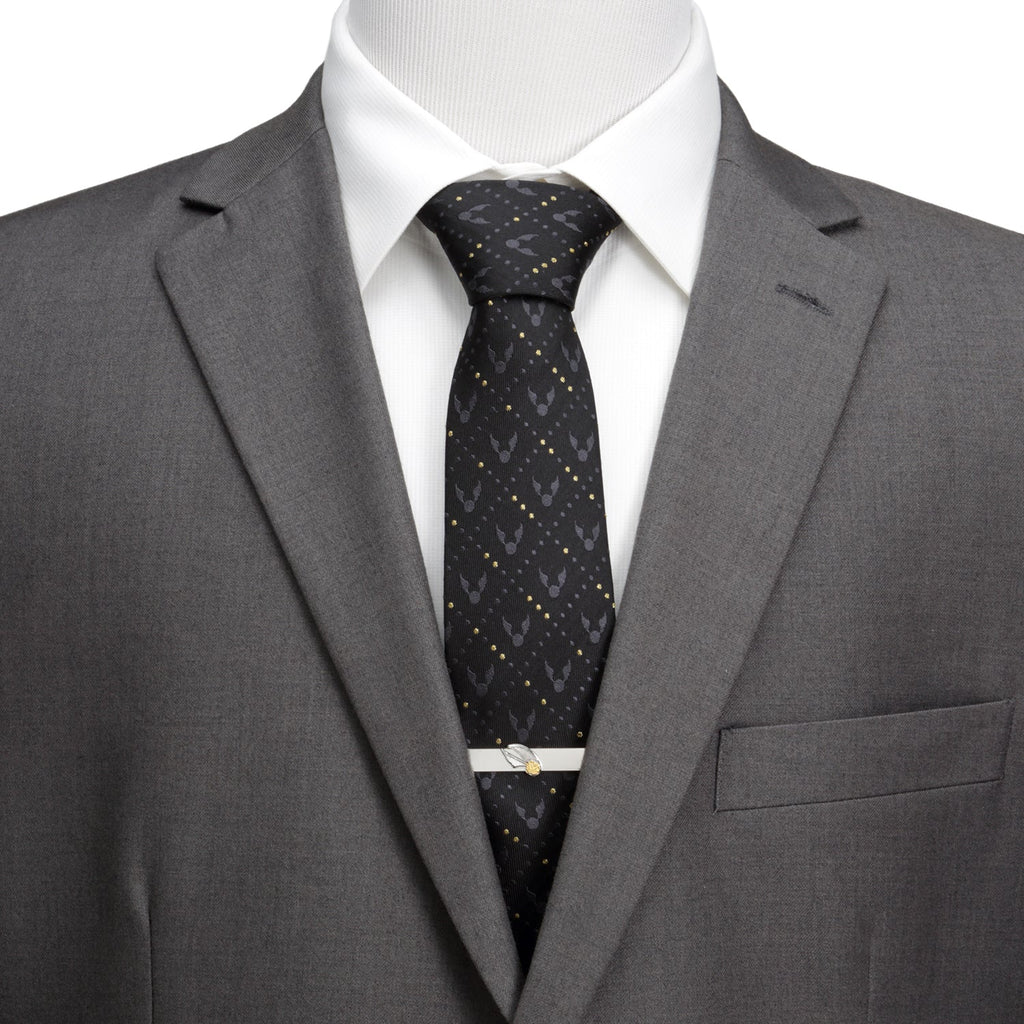 Harry Potter Golden Snitch Black Silk Men's Tie