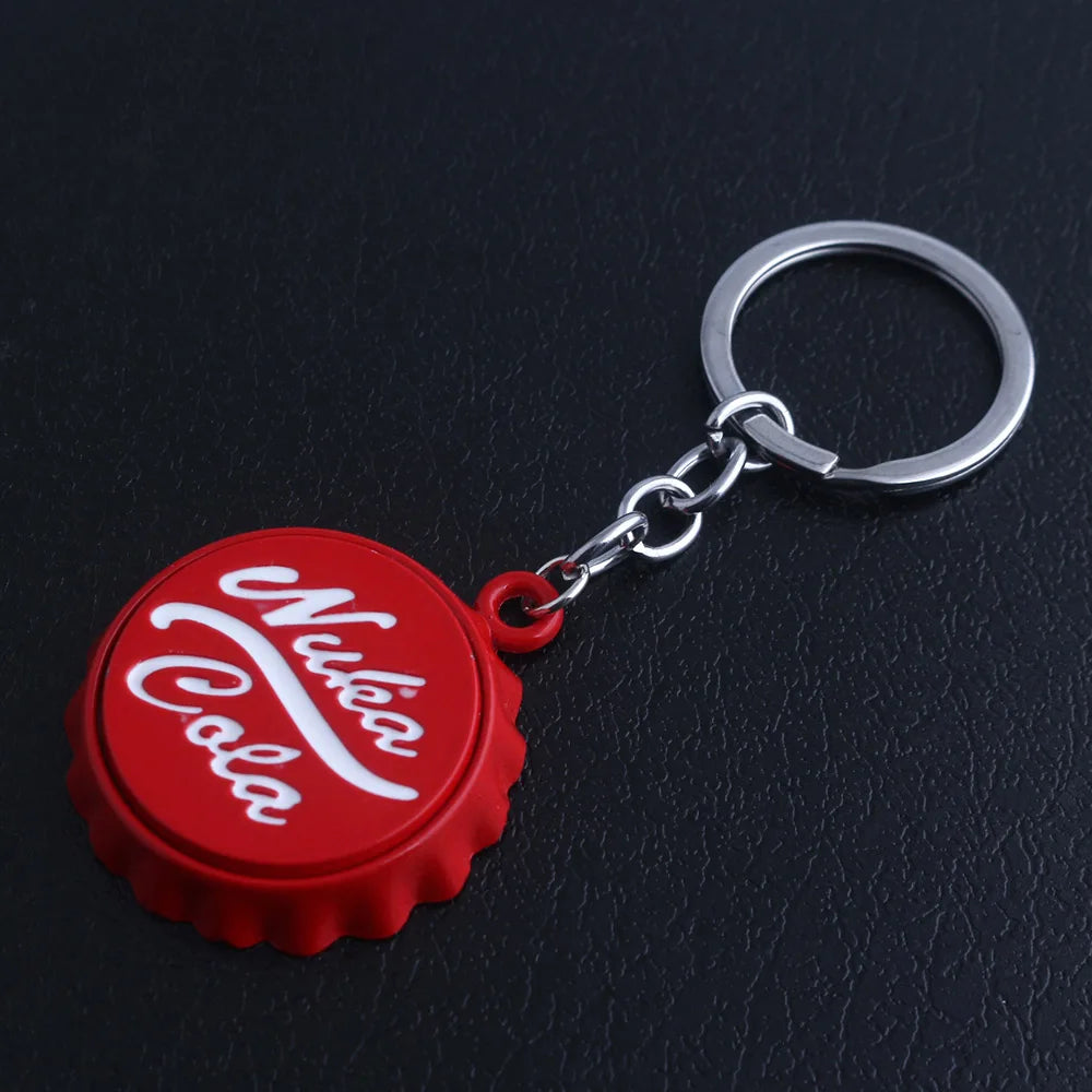 Porte-clés de voiture rouge Cola, série de jeux, personnalité, bouchon de bouteille, cadeaux de noël uniques pour femmes et hommes