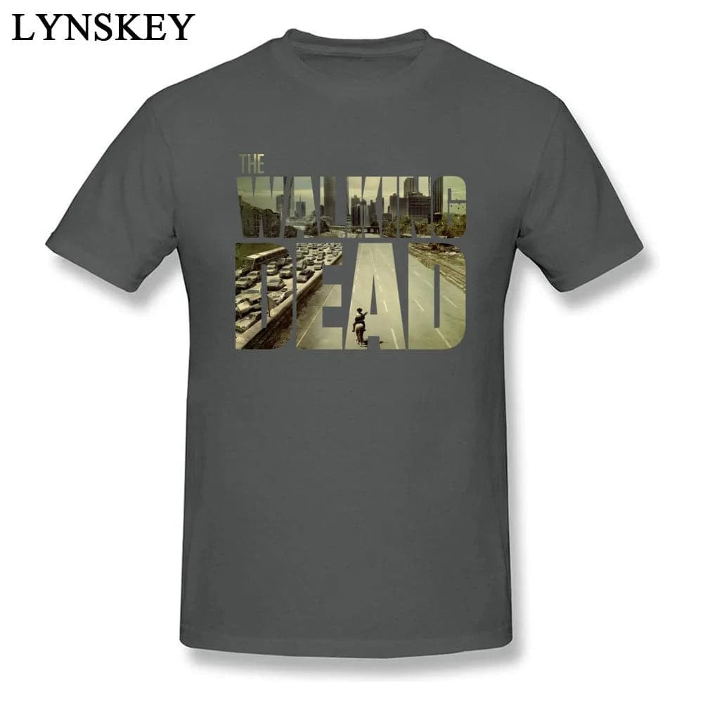 The Walking Dead Funky T-shirt Man's Short Sleeve Cotton Teeshirt Customized Boyfriend's Top Cool Black