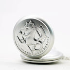 Antique Silver Fullmetal Alchemist Necklace Pendant Quartz Pocket Watch With Chain Gift