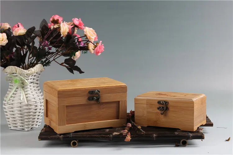 Bamboo Business Card Storage Box Wooden Jewelry Boxs Cotton Swab Key Storage Box Gift Storage Boxes & Bins