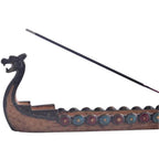 Retro Carving Viking Dragon Boat Incense Stick Holder - 