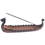 Retro Carving Viking Dragon Boat Incense Stick Holder - 