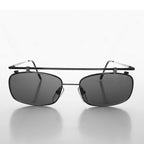 Flat Top Rectangular Metal Steampunk Vintage Sunglass - Hugo - Antique Gun Metal / Gray Lens
