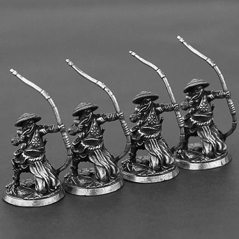 White Copper Japanese Shogunate Samurai Figurines Miniatures Vintage Metal Soldiers Model Statue Desktop Toy Ornament Decoration