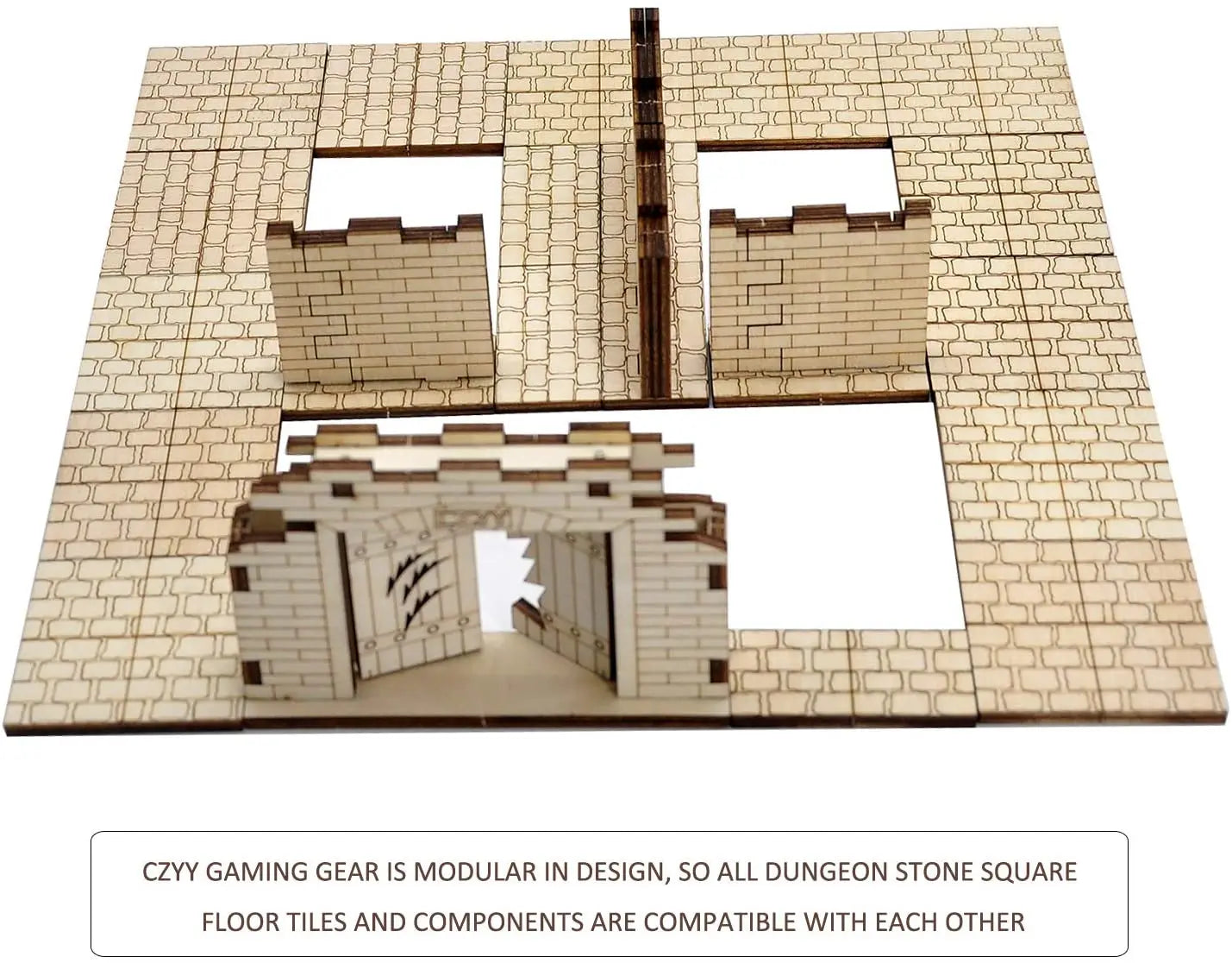Dungeon Stone Square Floor Tiles (Set of 24) Wooden Laser Cut D&D Modular Terrain 1" Grid