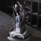 Dragon Waterfall Backflow Incense Burner Holder With LED Light Zen Crystal Ball - 