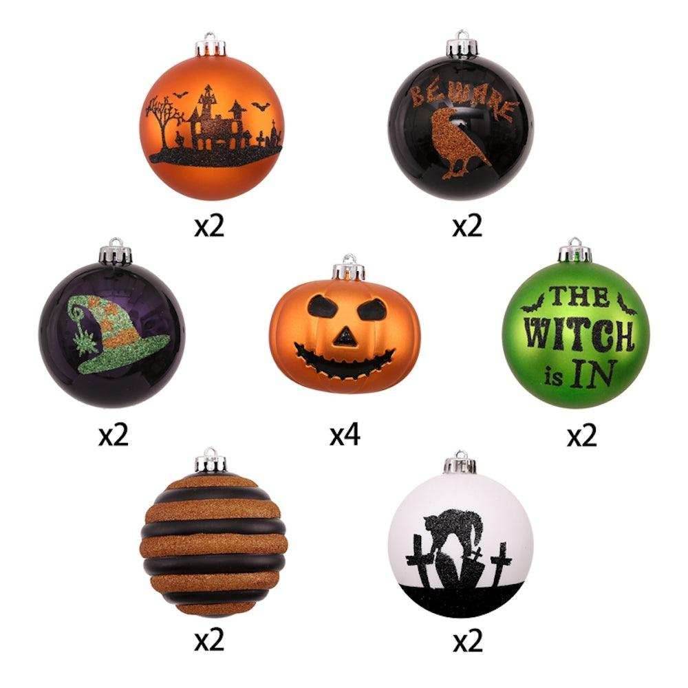 Halloween Ornament Round Ball 16 Piece Set - 