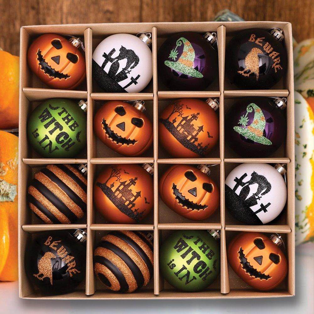 Halloween Ornament Round Ball 16 Piece Set - 