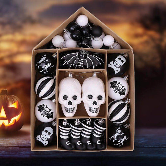 Halloween Skeleton Black and White Ornament Set - 